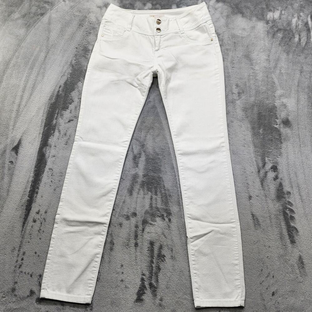 Lipstik Denim Culture‎ Jeans Womens 12/31 White Double Button Skinny Leg Stretch
